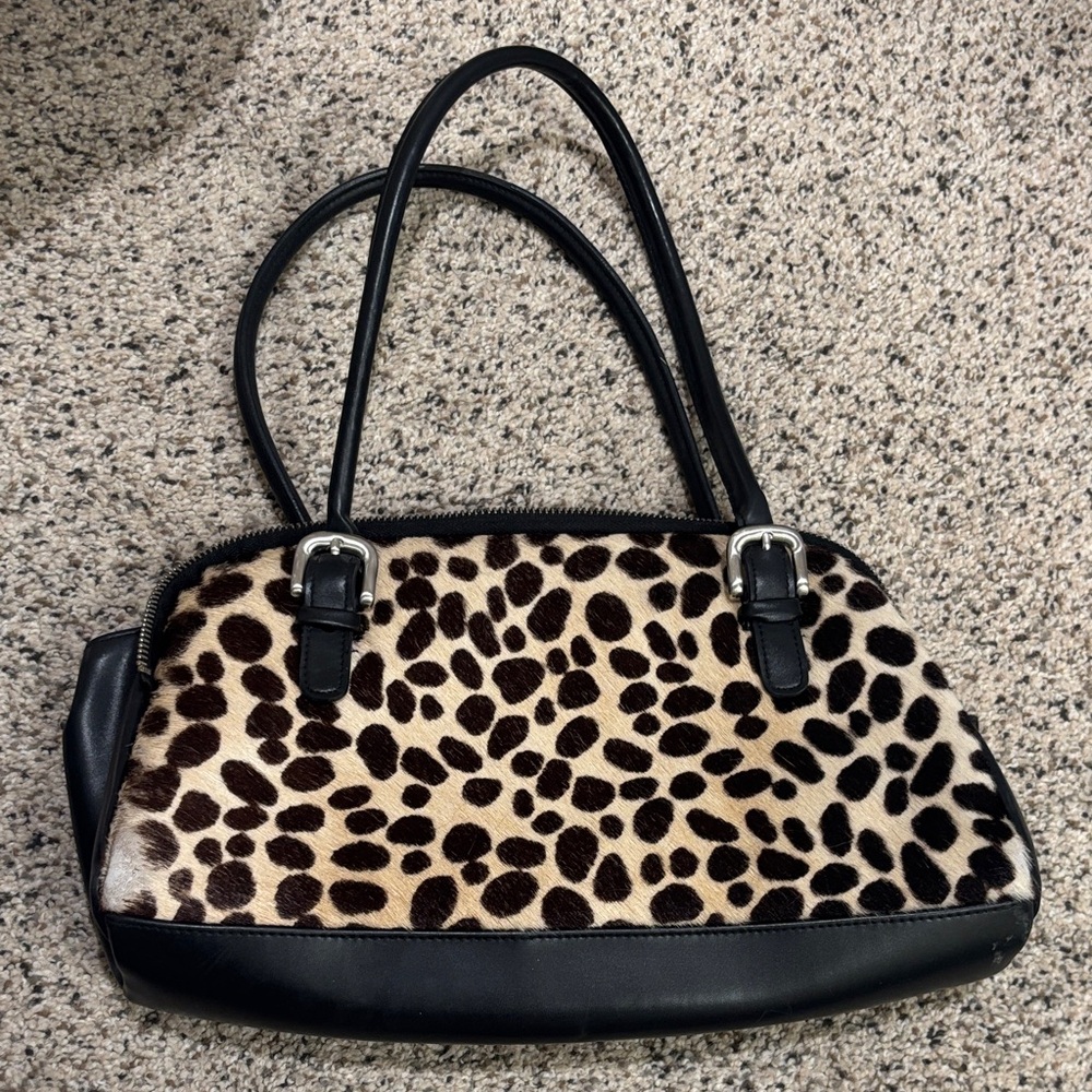 Express Leopard Print Shoulder Bag with Black Trim